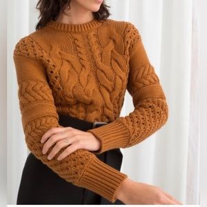 & Other Stories Cropped camel color Cable Knit Sweater size small